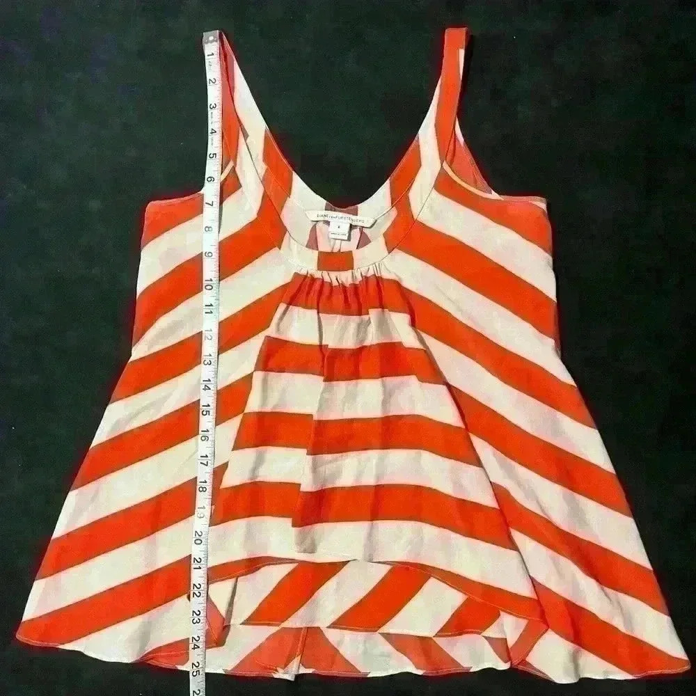Diane Von Furstenberg Pastel Summer Striped Nautical Pink Silk Womens Size 4 DVF - Picture 5 of 5
